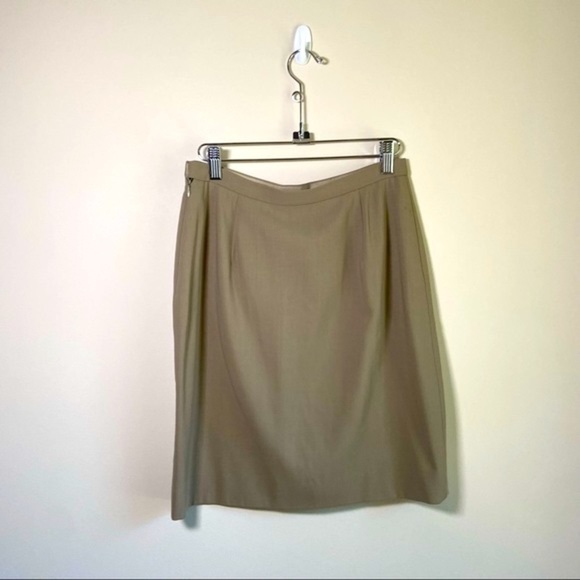 Giorgio Armani Vintage Wool Pencil Skirt w/ Rayon Lining Tan Medium - Picture 2 of 5